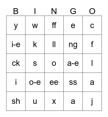 Saxon Phonics Grade 1 Lesson 53 Bingo Card