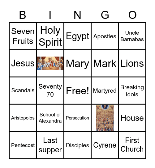 Saint Mark Bingo Card