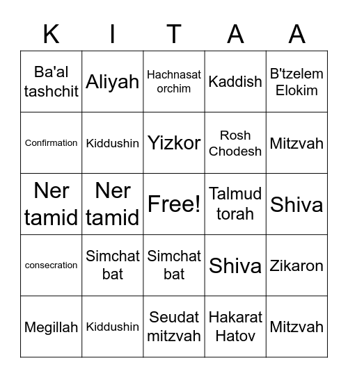 Kitah 4+5 Bingo Card