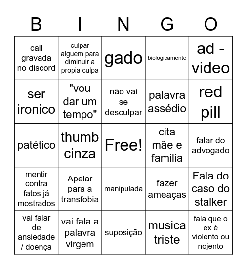 Bingo Da Maruca Bingo Card