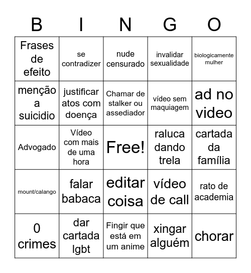 Raluquinha Bingo Card