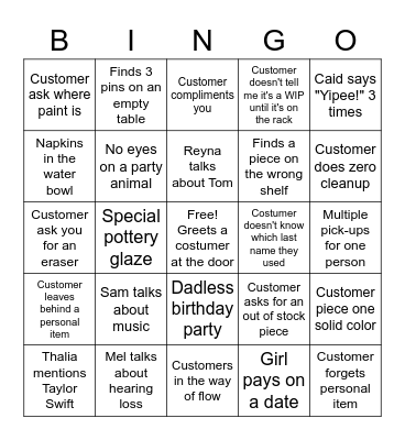 PAINT AWAY! BINGO! Bingo Card