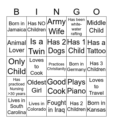 Get-to-Know Bingo Card