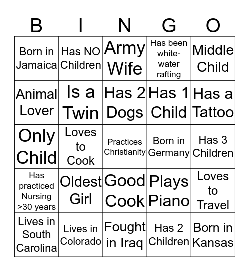 Get-to-Know Bingo Card