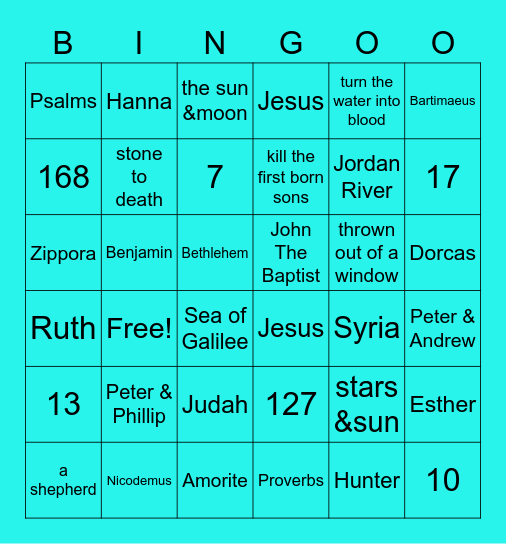 Bible Trivia Bingo Card