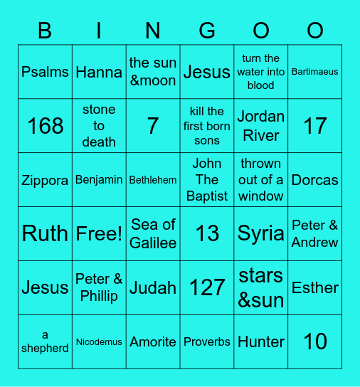 Bible Trivia Bingo Card