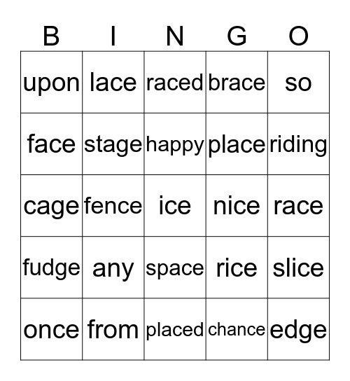 3.3 (HFW, soft c & g, ed, ing) Bingo Card