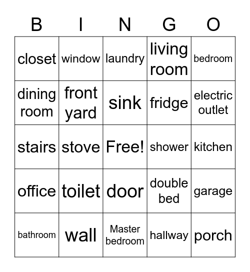 Floor Plan Bingo Card