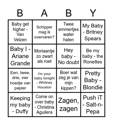 Babyshower Kim & Benjamin Bingo Card
