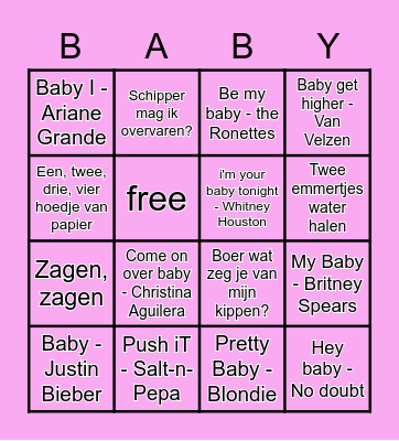 Babyshower Kim & Benjamin Bingo Card