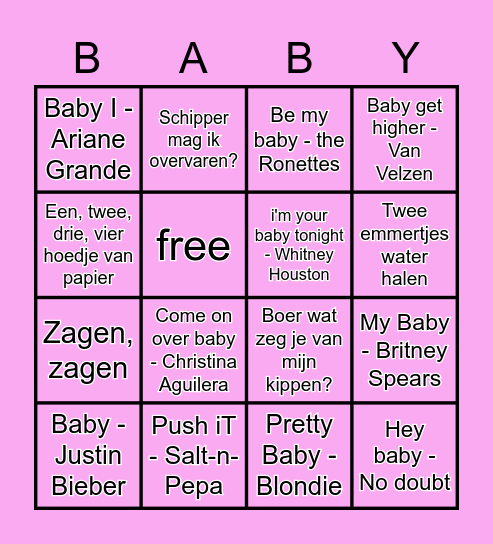 Babyshower Kim & Benjamin Bingo Card