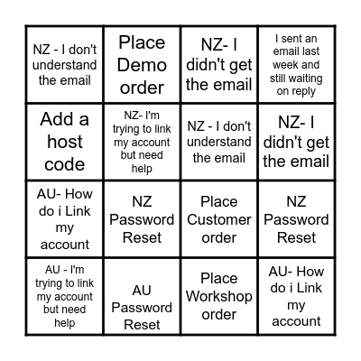 DPU NZ Launch Day - Bingo Card