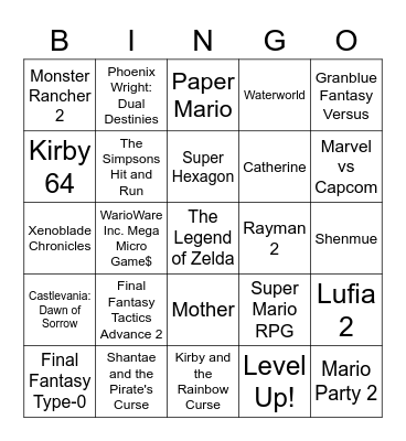 Soundtrack Bingo Card