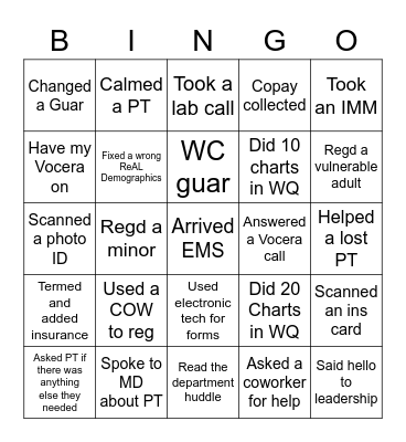 Health Bingo Card