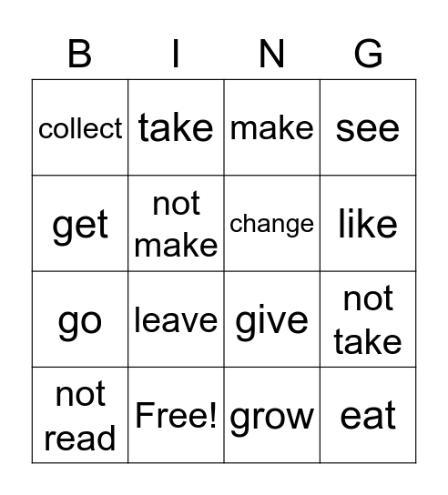 English Plus 1 Unit 7 Past Simple Bingo Card