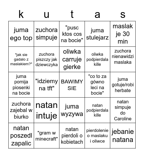 bingo bawimy sie pululul Bingo Card