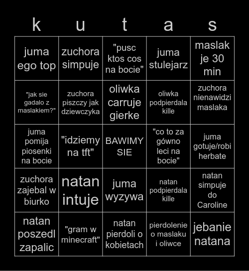 bingo bawimy sie pululul Bingo Card