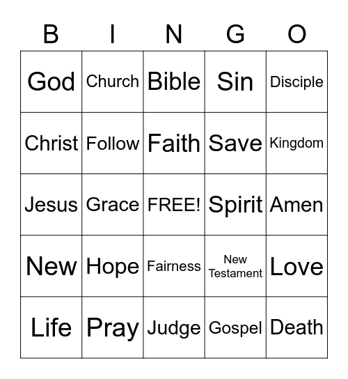 Sermon Bingo.  (To be done only during the sermon) Bingo Card