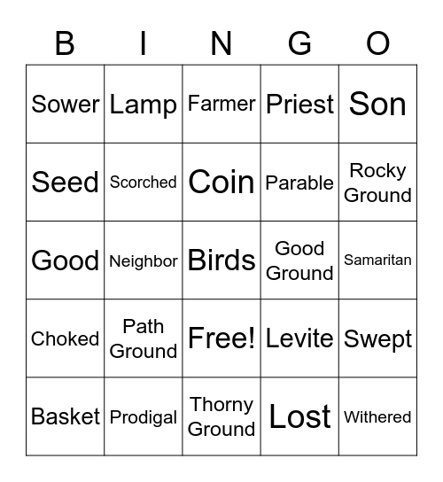 Parables Bingo Card
