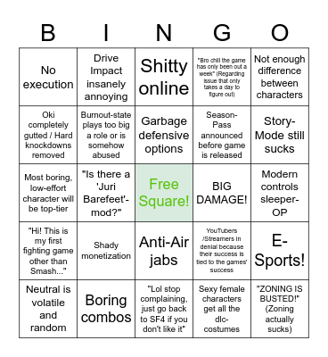 Street Fighter 6 Bingo! Bingo Card