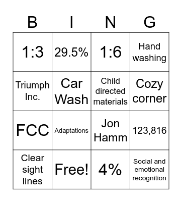 Family Child Care Bingo Card