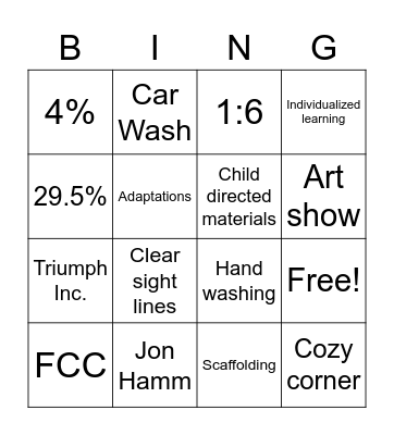 FAMILY CHILDCARE Bingo Card