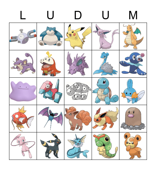 Pokèbingomon Bingo Card