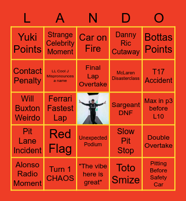 THE Miami GP Vibe Bingo Card
