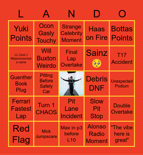 THE Miami GP Vibe Bingo Card