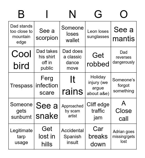 Spanish Bingo Card