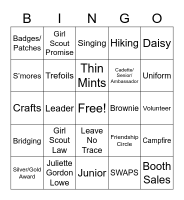 Girl Scouts!! Bingo Card