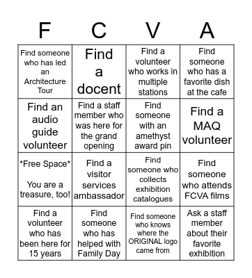 Treasures of the House of Frist Bingo Card