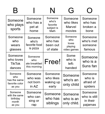 People Bingo Card