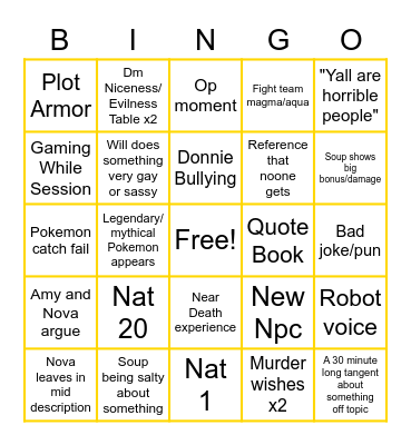 Session Bin-go Bingo Card