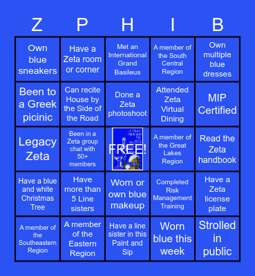 Paint and Sip Zeta Bingo Card