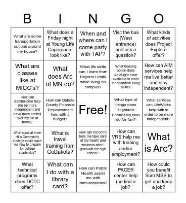 Resource Fair Bingo Card