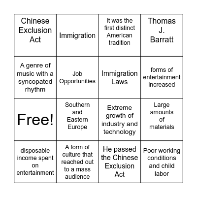 Group 1 Bingo Card