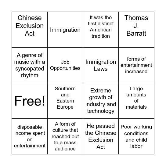 Group 1 Bingo Card