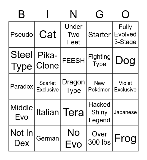 Surprise Trade Bingo Card