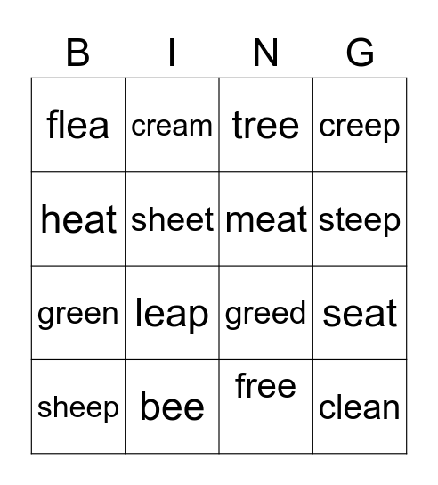 ee & ea Bingo Card