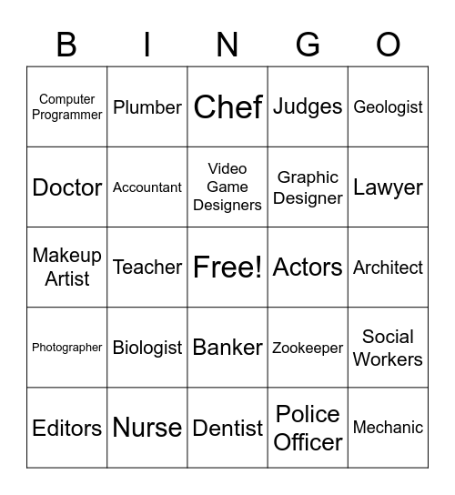 Career Bingo Card