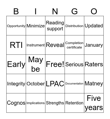 Principals Love State Testing Bingo Card