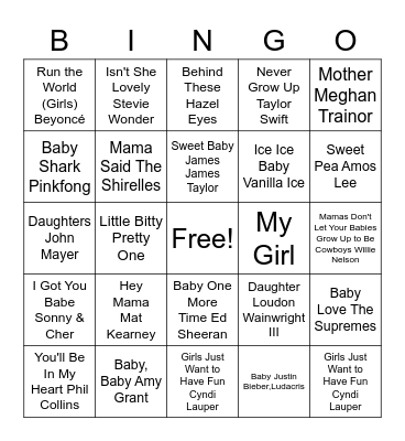 Music Bingo Card