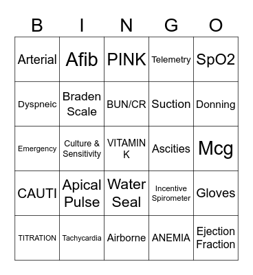 Skills Lab Bingo (1) Bingo Card