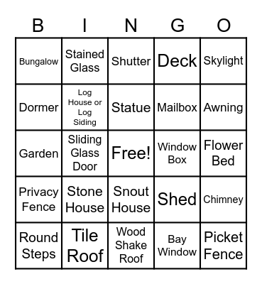 Architectural BINGO Card