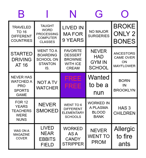 ALL ABOUT PAT Bingo Card