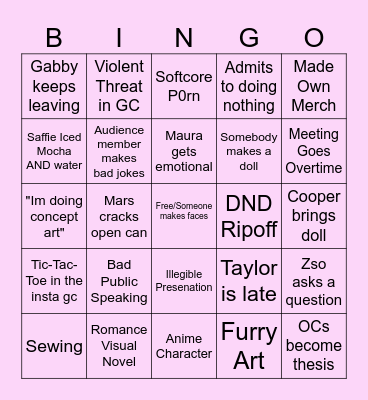 Illustration Senior Presentation Bingo Card