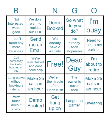 Sales Bingo Card