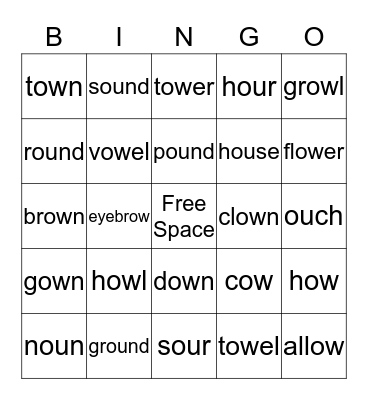 Ow/Ou Bingo Card