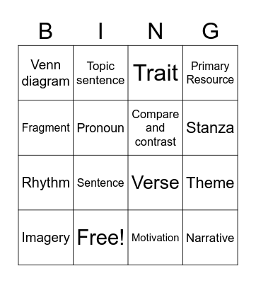 2023 ELA Bingo Card